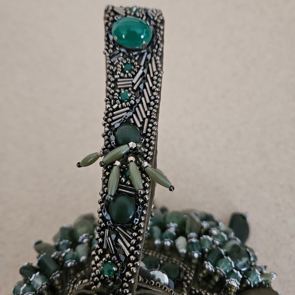 RARE VINTAGE MARY FRANCES BEADED JEWELED EVENING BAG HANDBAG TOP HANDLE PURSE - Picture 6 of 16